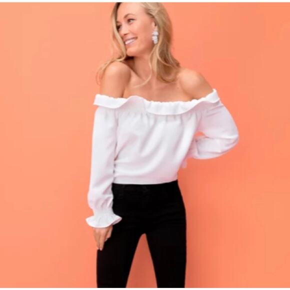 TUCKERNUCK White Off The Shoulder Marguerite Top NWT Size XS - Picture 6 of 12